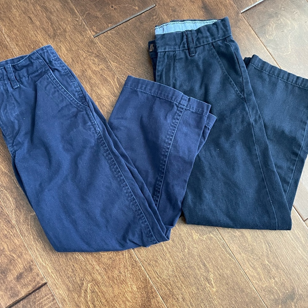 Two pairs of boys dark blue uniform pants